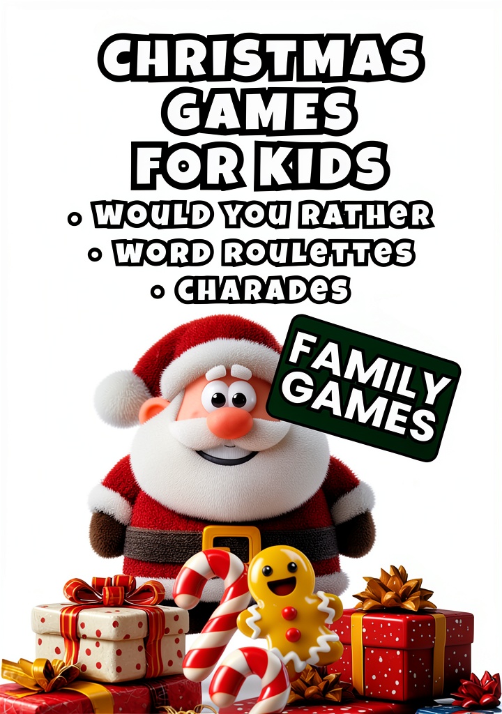 Christmas Word Puzzle Book for Kids XYZ Publishing 130‑Page Activity printed on a wooden desk with holiday decorations