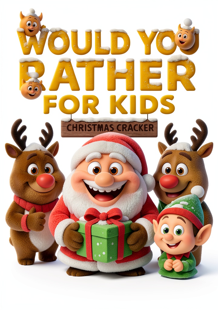 Installing Would You Rather Collection for Kids, 100 Pages, Ages 6-12 on a wooden desk