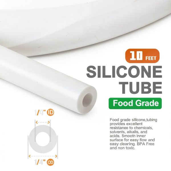 Pure Silicone Tubing 10ft 1/8" ID x 1/4" OD Food Grade Hose by HKJWYES-1