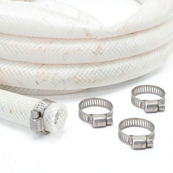 Food Grade Hose LOOPOOL Clear PVC Braided with 4 Clamps-1